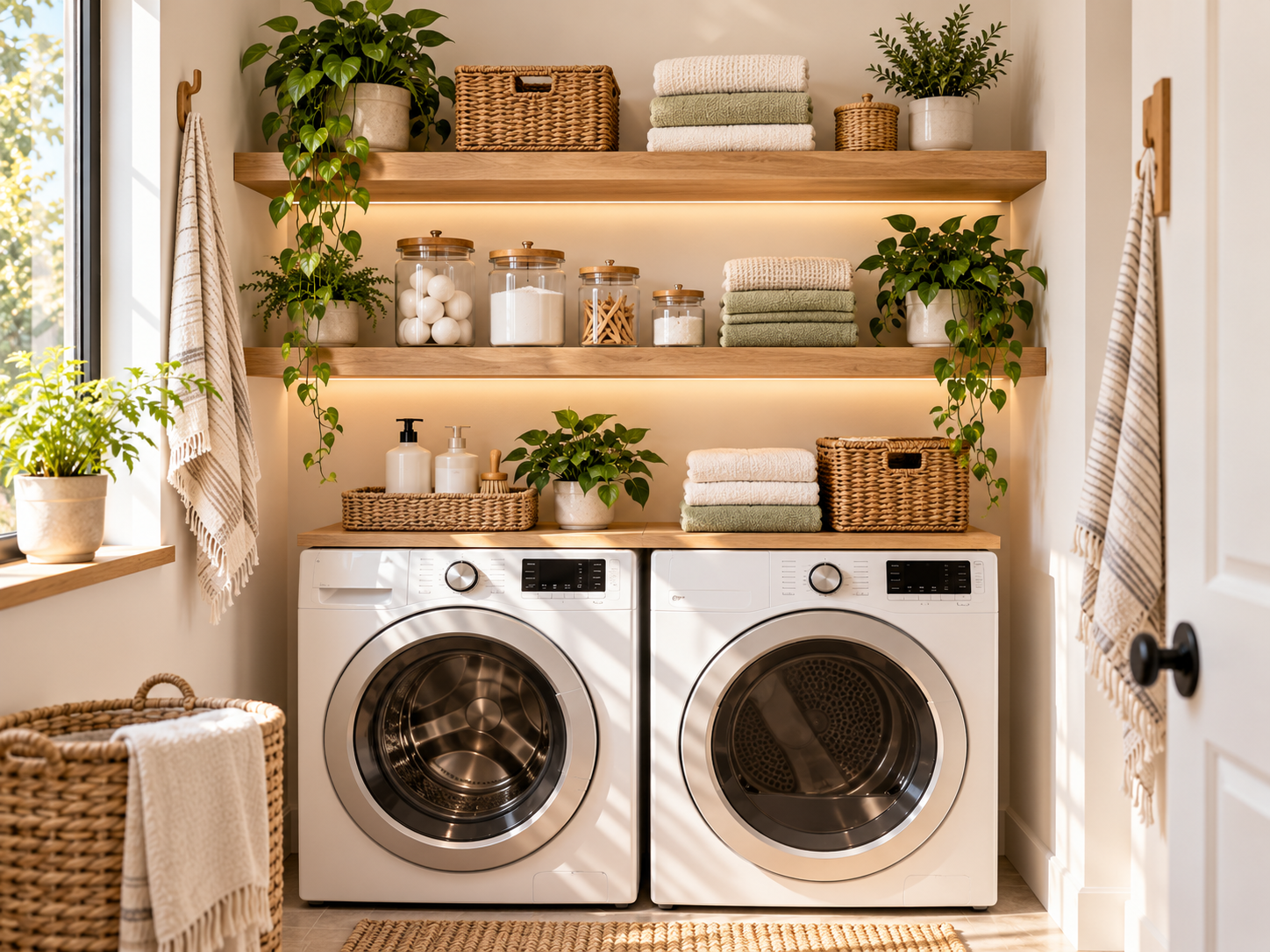 Use the wall above your washer and dryer