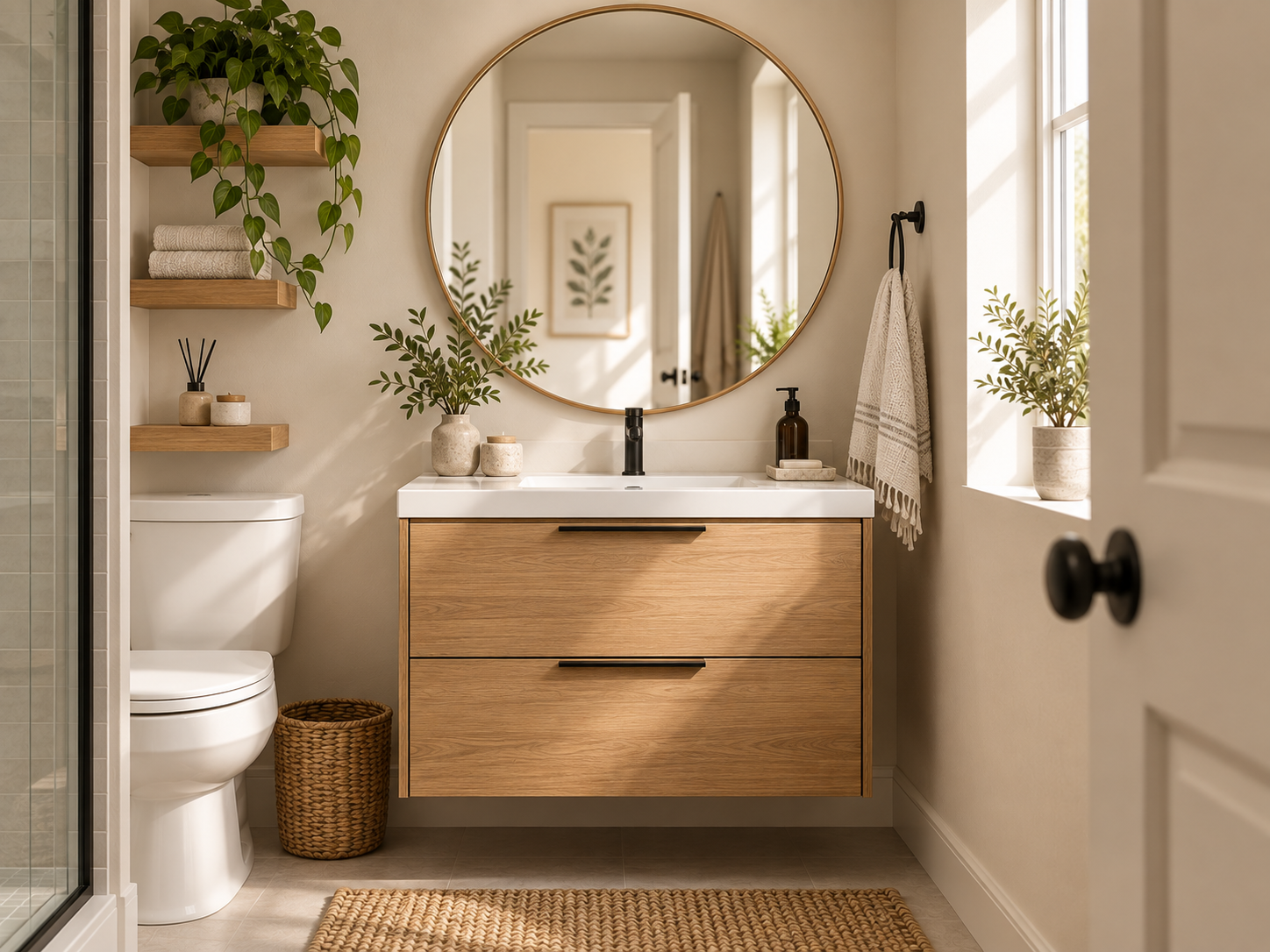 Use a slim bathroom storage cart