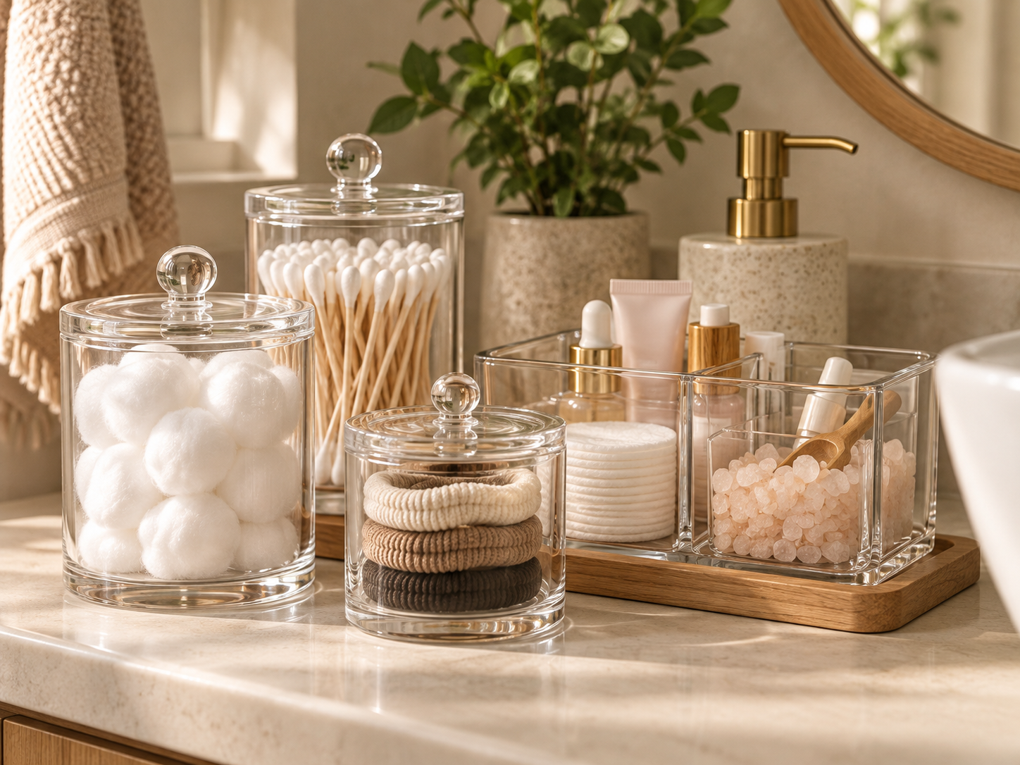Use clear containers for small products