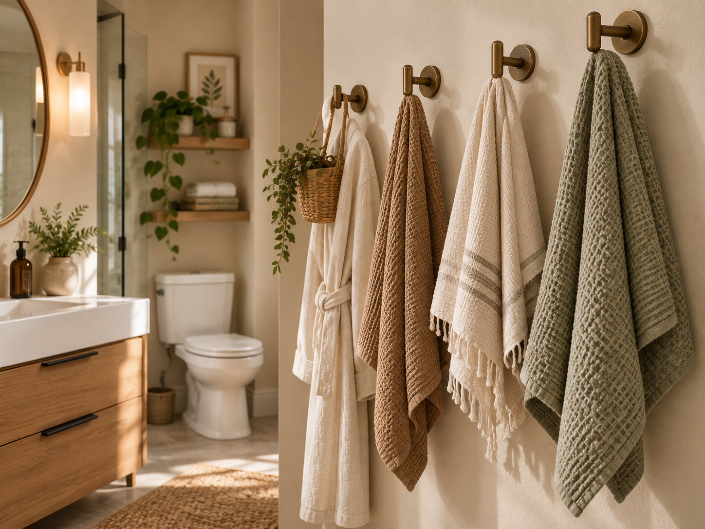 Add hooks instead of towel bars
