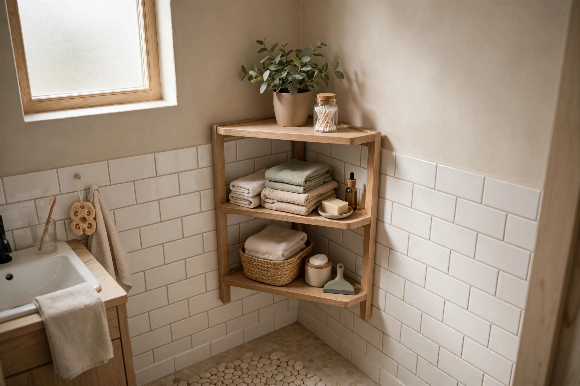 Use a corner shelf
