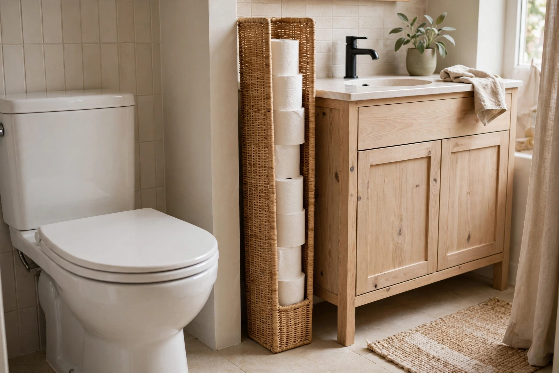 Store toilet paper vertically