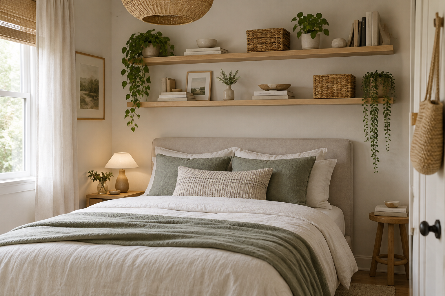 Make use of the wall above the headboard