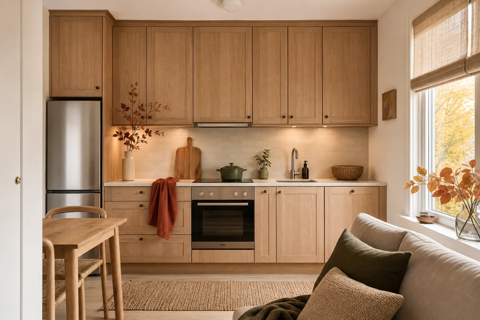 Small Apartment Fall Kitchen Decor Ideas That Don't Waste Counter Space