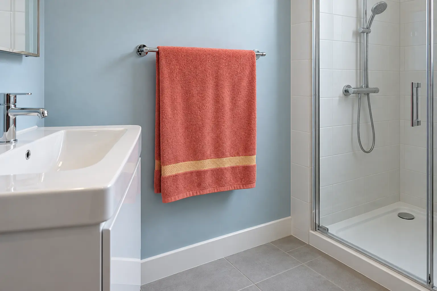 Use a towel and rail as a changing color accent