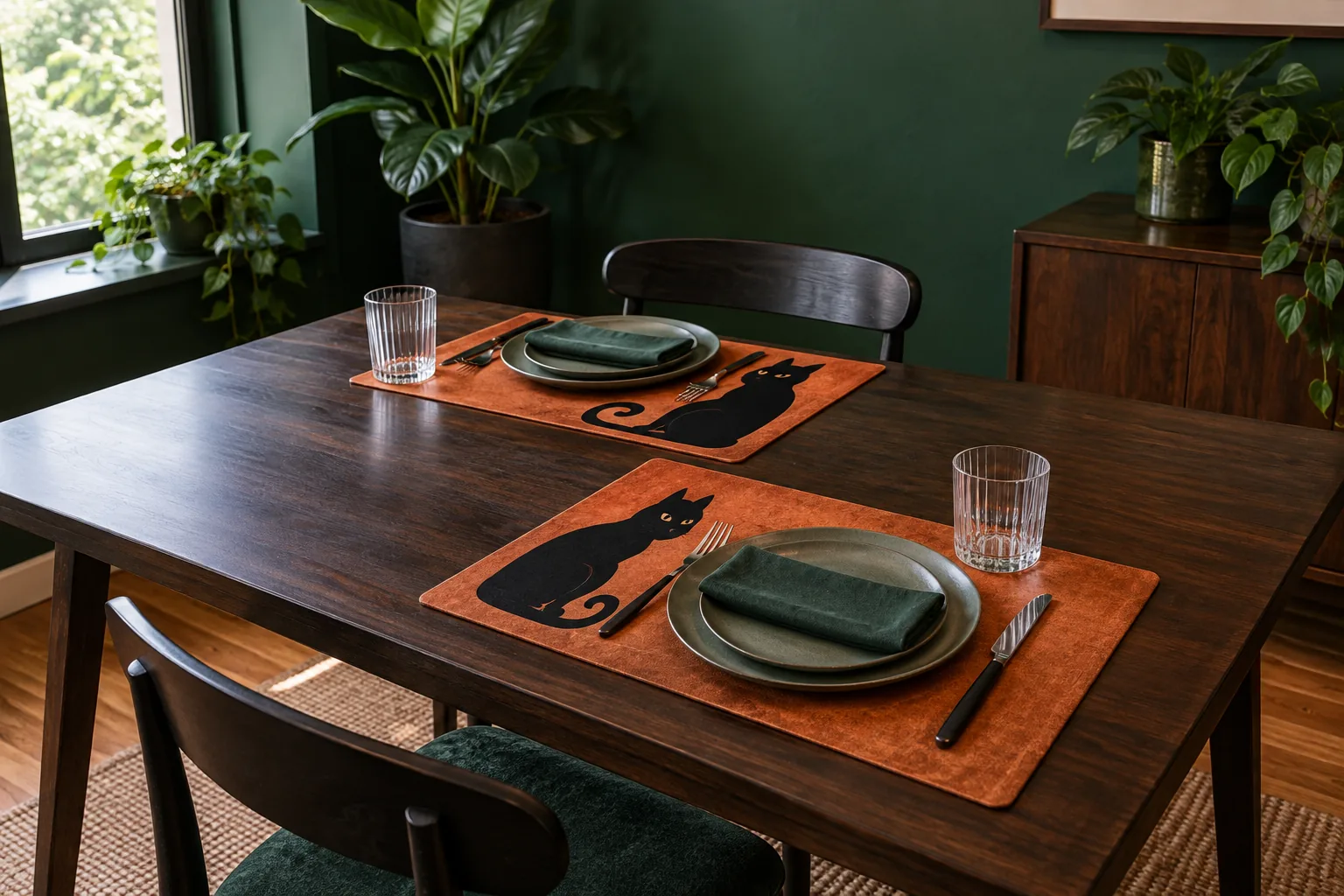 Use flat black-cat or bat placemats that fit