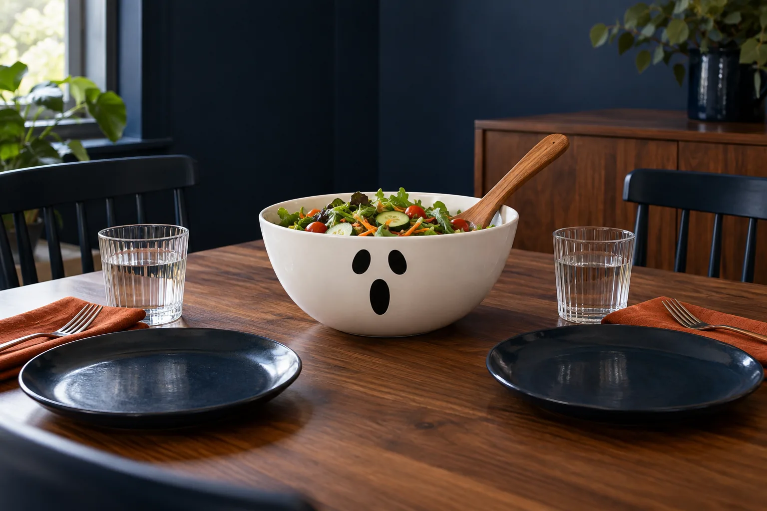 Let one serving bowl carry the ghost motif