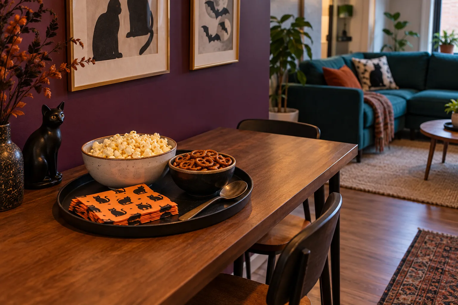 Give snacks one compact home outside the viewing area