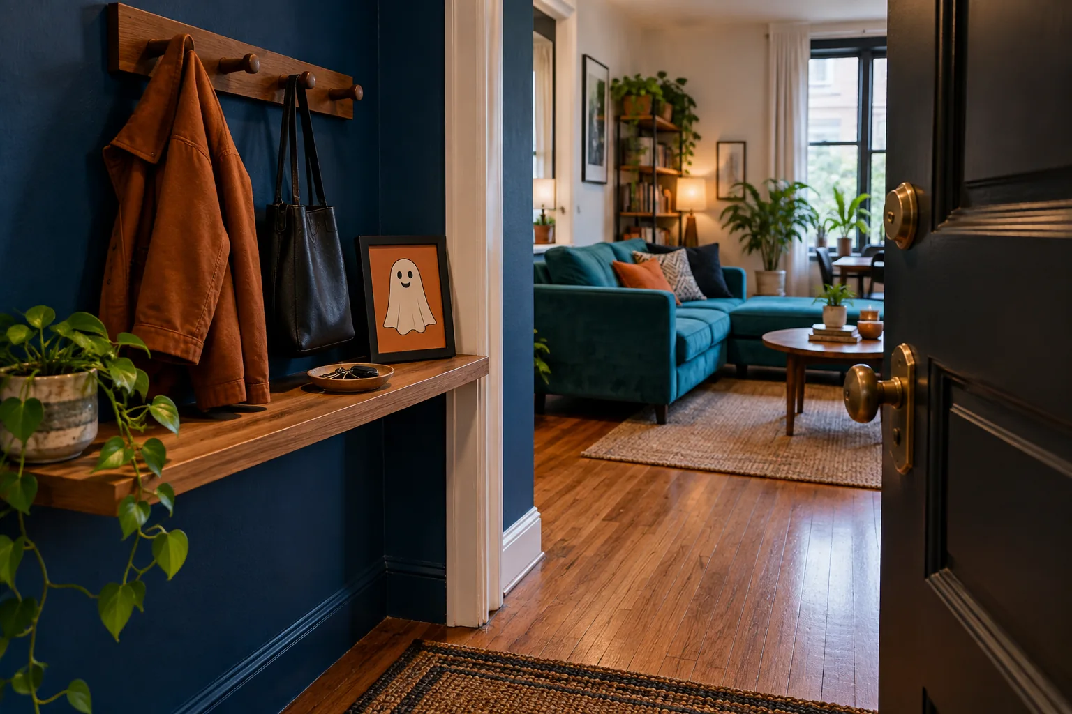 Create a small Halloween welcome at the landing spot