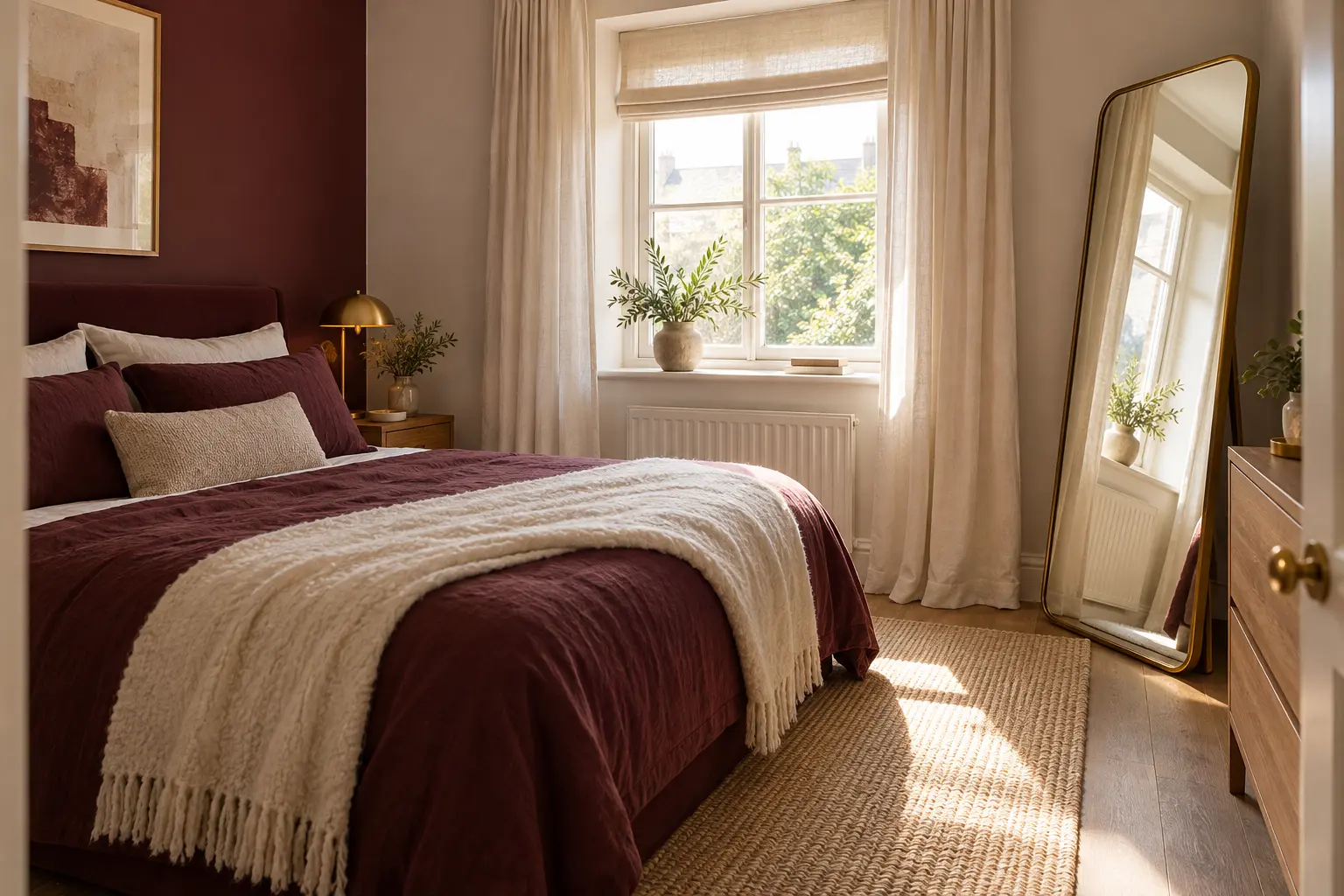 Place a mirror where it reflects light, not visual clutter