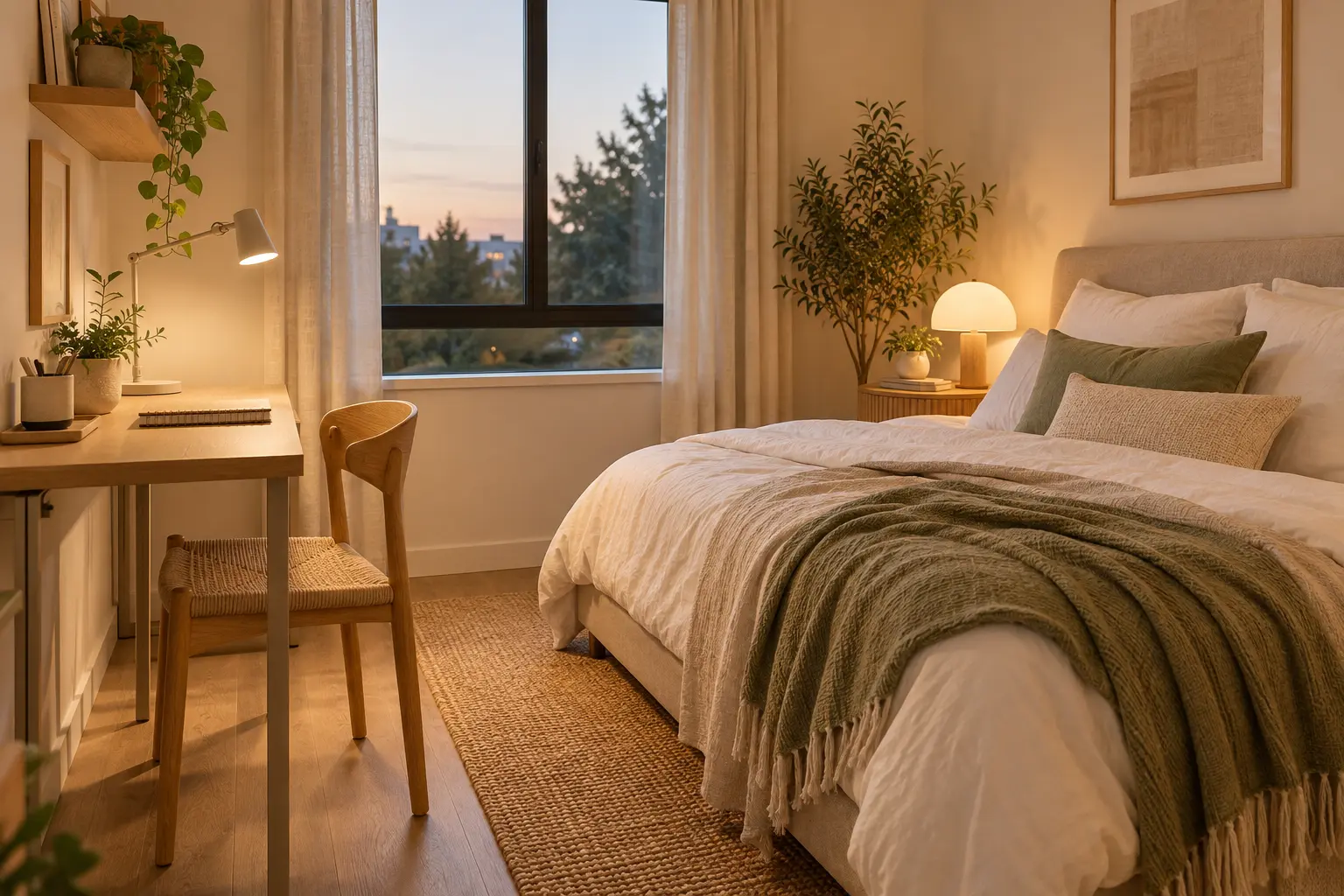 Let a nearby desk or dresser provide the lamp surface